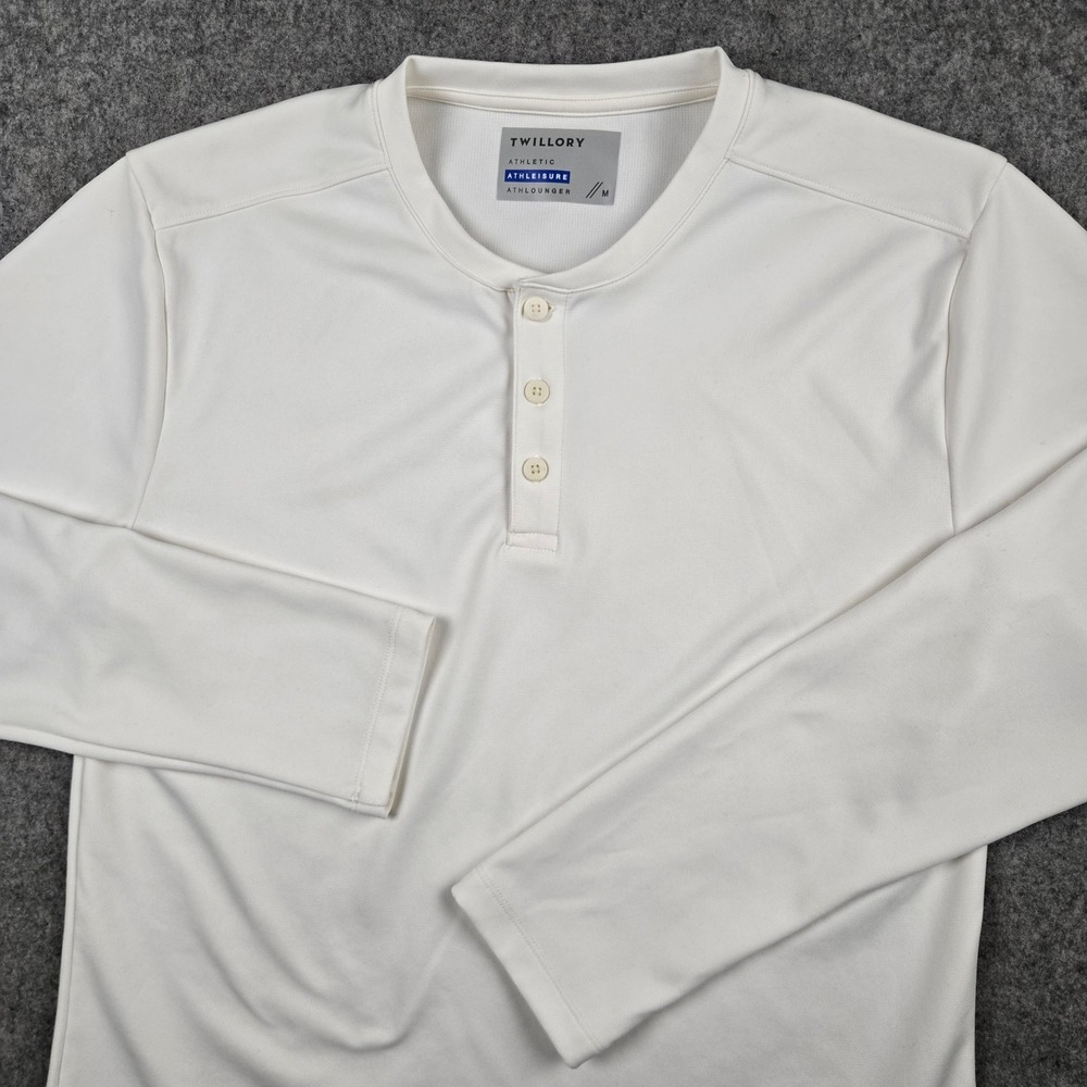 Twillory Henley Shirt Mens Medium White Athleisure Athlounger Long Sleeve